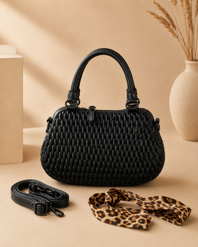 Schwarze tasche flechtoptik - tasche, in