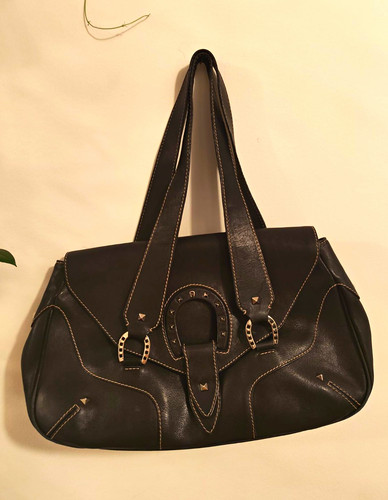 Damen leder handtasche schwarz - leder,