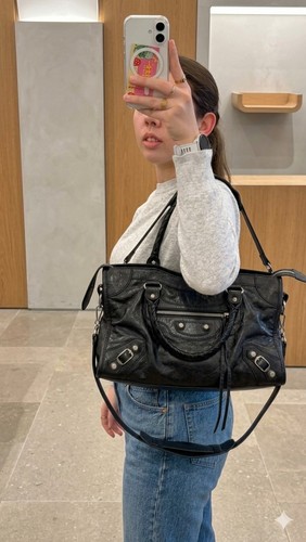 Leder handtasche schwarz - leder, |